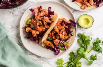 Spicy Chipotle Salmon Tacos and Slaw